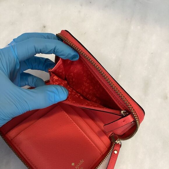 Kate Spade Neon Leather Wallet Sleek Full Zip Design - Picture 15 of 16